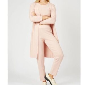 Matching 3 piece loungewear set knit blush pink silk+salt staycation size XS